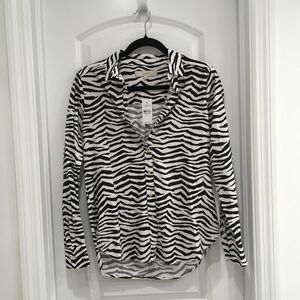 LOFT Black and White Zebra Button-Down Shirt